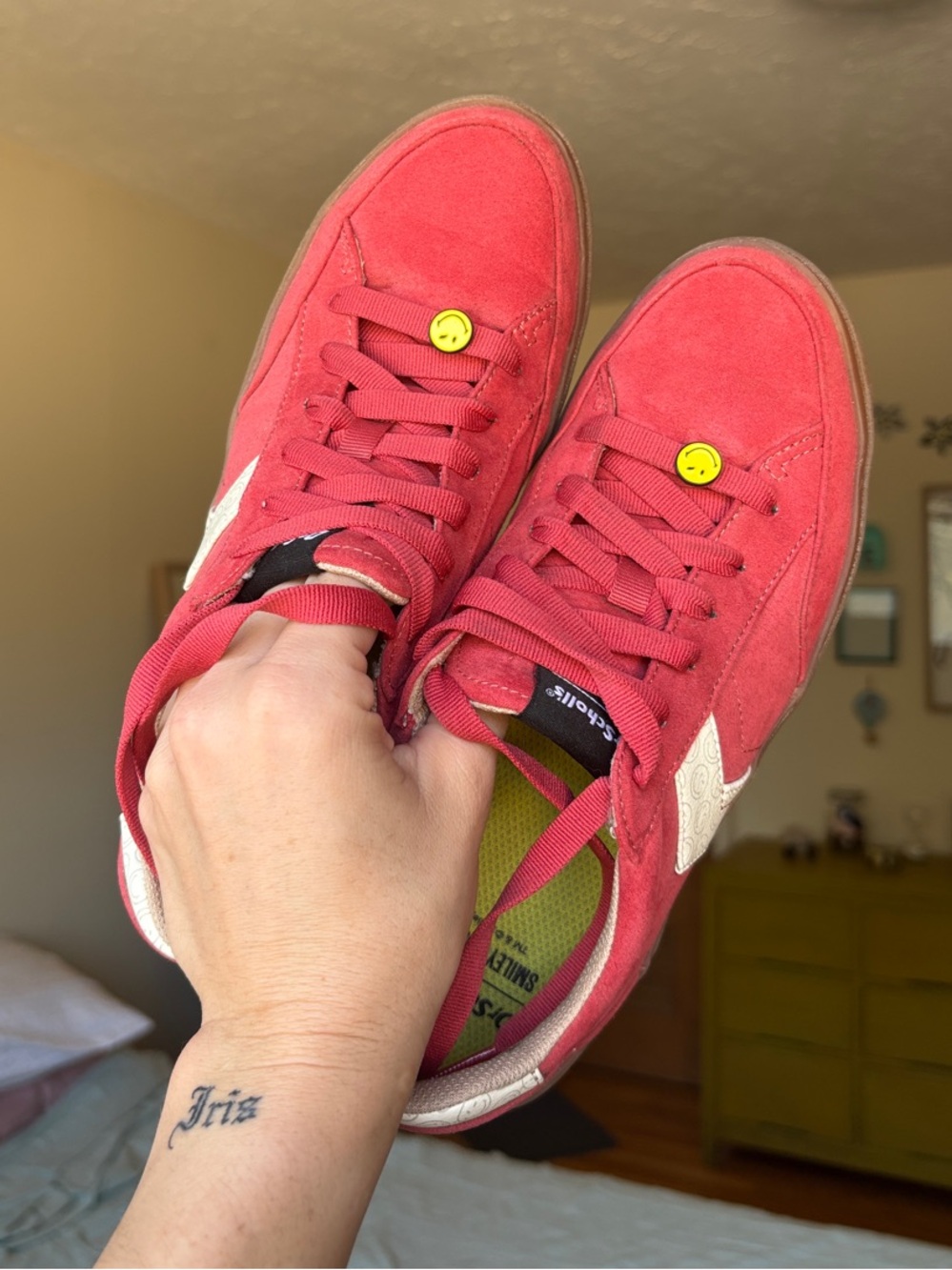 Dr. Scholl's Red Suede Women's Sneakers with White Accent